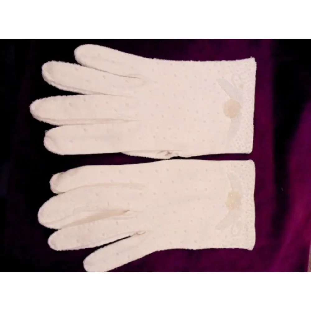 Vtg Elegant White Pearl Micro Beaded Wristlet Gloves 7.5 Event Wedding Formal